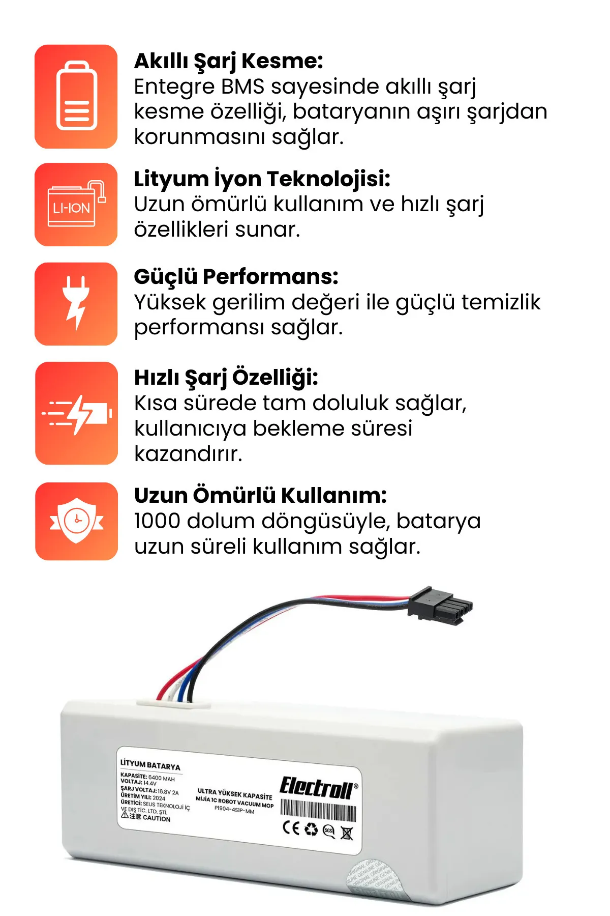 Xiaomi%20Mijia%201C%20Robot%20Vacuum%20Mop%20P1904-4S1P-MM%20Uyumlu%20Batarya%20(ULTRA%20YÜKSEK%20KAPASİTE)%206400mah%20P