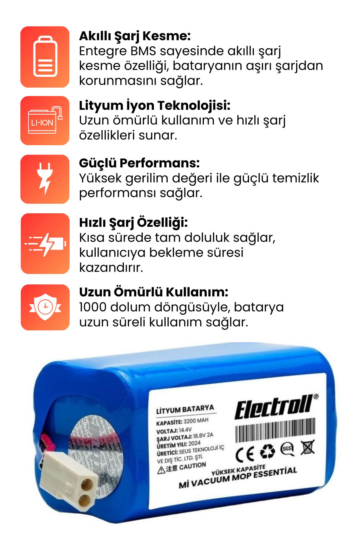 Xiaomi%20Mi%20Vacuum%20Mop%20G1%202in1%20Essential%20MSJTG1%20(Yüksek%20Kapasite)%203200mAh%20Robot%20Süpürge%20Bataryası