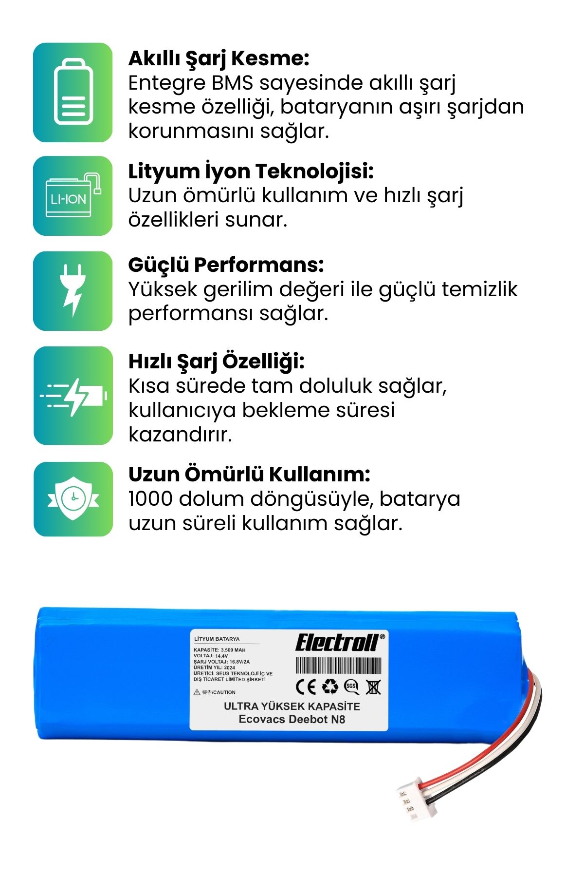 Ecovacs%20Deebot%20N8%20Robot%20Vacuum%20Cleaner%20Robot%20Süpürge%20(Ultra%20Yüksek%20Kapasite)%203500mAh%20Süpürge%20Pil