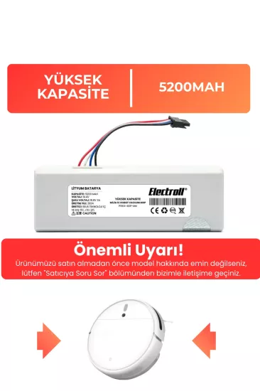  Xiaomi Mijia 1C Robot Vacuum Mop P1904-4S1P-MM Uyumlu Batarya (YÜKSEK KAPASİTE) 5200mah Pil Robot