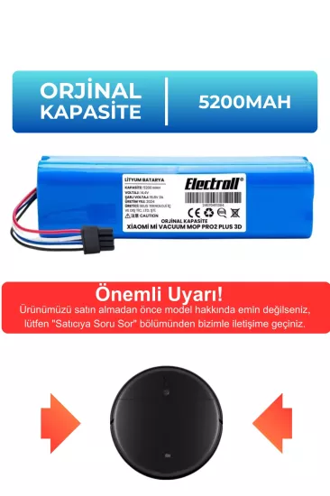 Xiaomi Mi Robot Vacuum Mop 2 Pro Plus 3d Global Versiyon Batarya (ORJİNAL KAPASİTE) 5200mah Pil