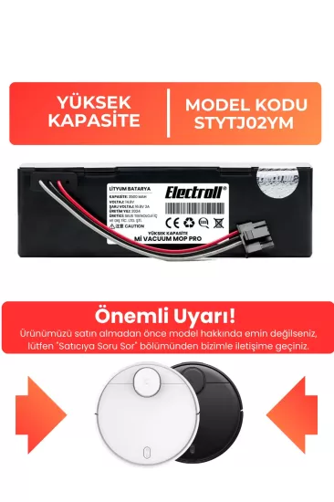 Xiaomi Mi Vacuum Mop Pro Uyumlu Batarya STYTJ02YM (YÜKSEK KAPASİTE) 3500mah Robot Süpürge Pili