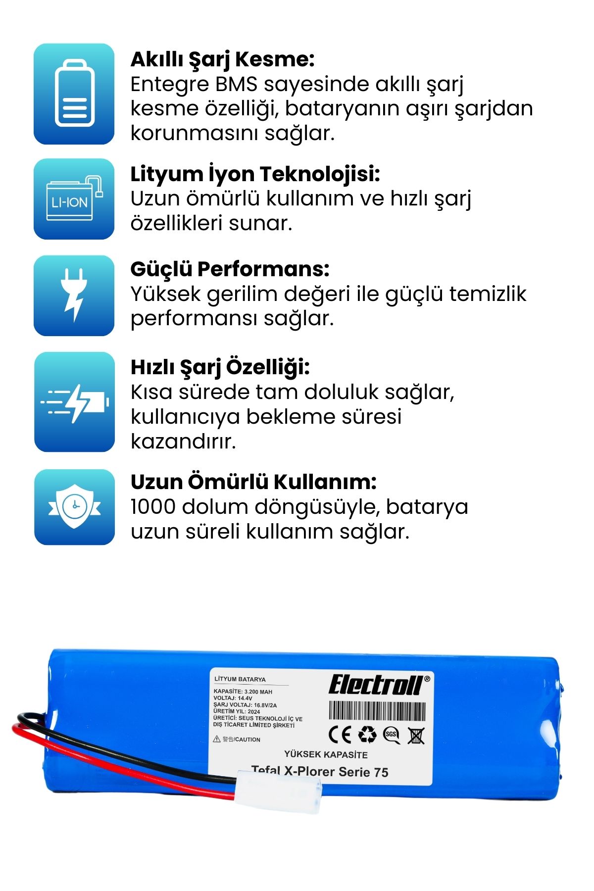 Tefal%20X-Plorer%20Serie%2075%20Robot%20Süpürge%20Bataryası%20(YÜKSEK%20KAPASİTE)%203200mAh