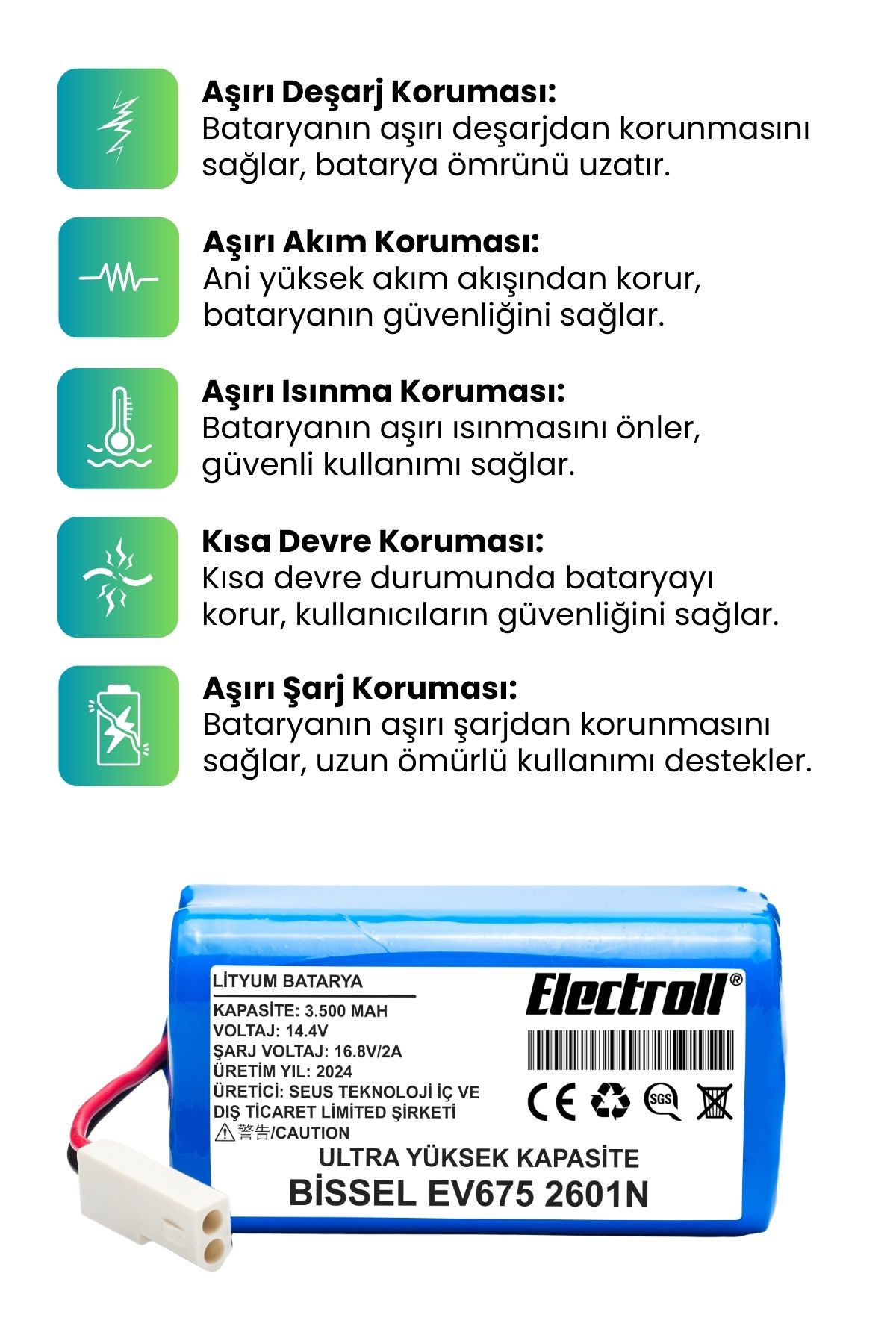 Bissell%20Ev675%202601N%20Uyumlu%20Robot%20Süpürge%20Bataryası%20(ULTRA%20YÜKSEK%20KAPASİTE)%203500mAh