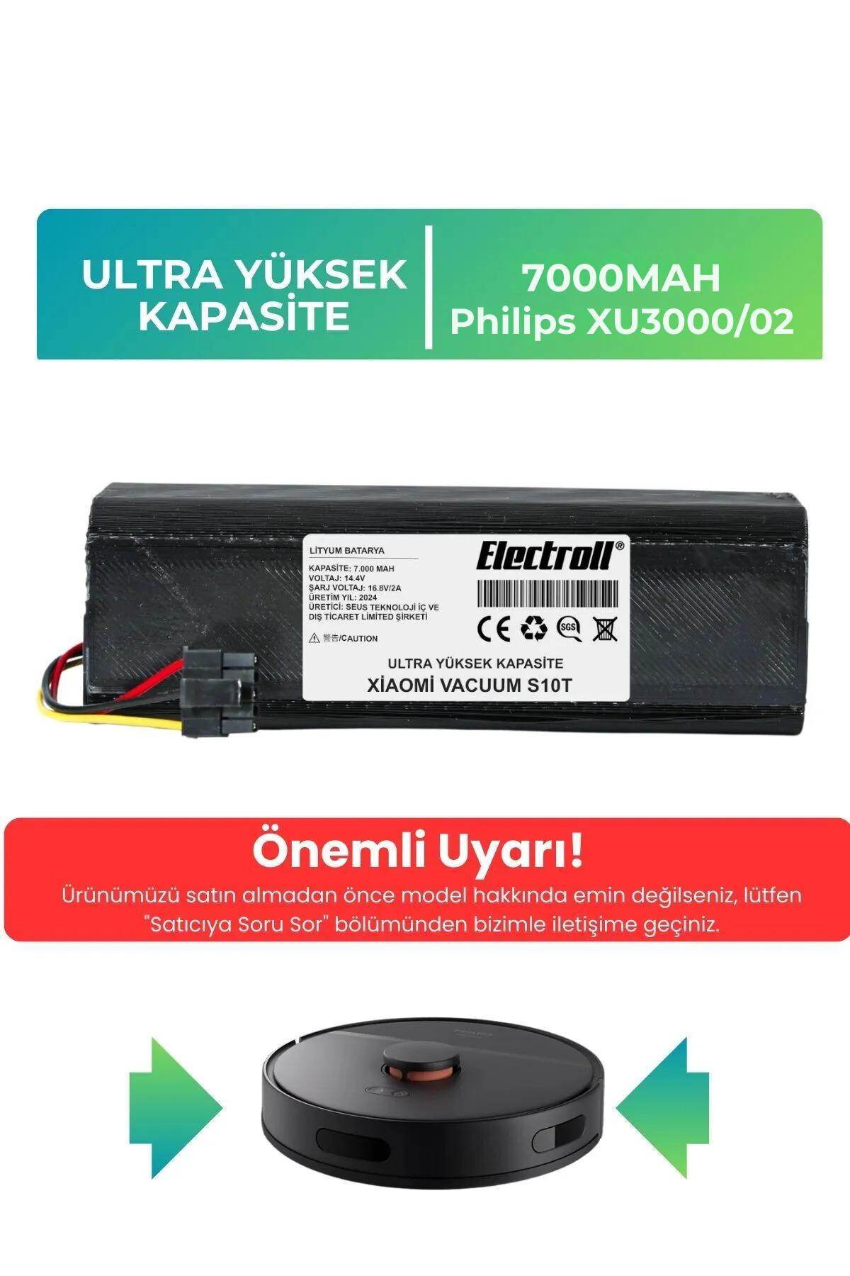 Philips%20Xu3000/02%20Homerun%203000%20Serisi%20Akıllı%20Robot%20Süpürge%20Batarya%20(ULTRA%20YÜKSEK%20KAPASİTE)%207000mah